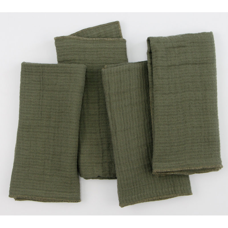 Reversible Muslin Napkin With Overlock Hem, Sage