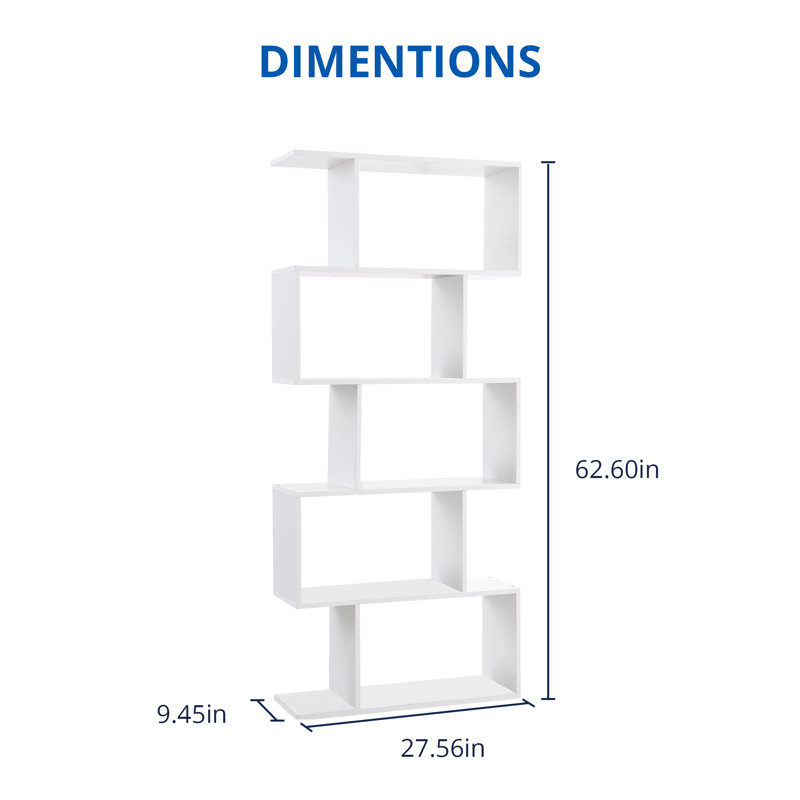 Bibliothèque à cloisons en S 62,6 ", Blanc