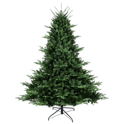 9 pi. Arbre de Noël pleine forme avec 3451 pointes - aiguilles mixtes en PE / PVC, fil mémoire, structure à charnières, arbre de Noël artificiel vert, support en métal pour un soutien solide