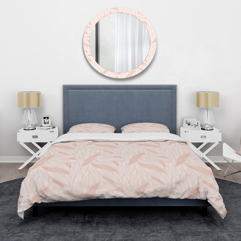 Ensemble de housse de couette rose Mid-Century moderne en polyester microfibre rose