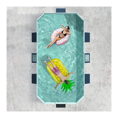 Blue PVC Foldable Outdoor Swimming Pool – 100.8 x 65.7 x 19.7 Inch Rectangular Above-Ground Splash Pool for Patio, Garden, and Backyard
