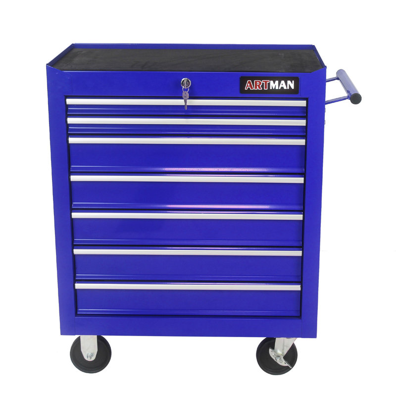 Chariot à outils 7 roulettes 7 tiroirs, Bleu