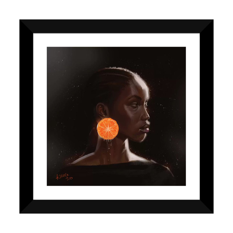 Orange par Adekunle Adeleke - impression d'art graphique, H 24 po x l 24 po x p 1 po, Papier encadré noir, Blanc
