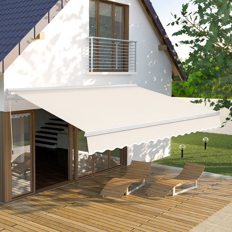 Auvent de patio avec auvent et demi-cassette pour auvents rétractables manuels, Beige
