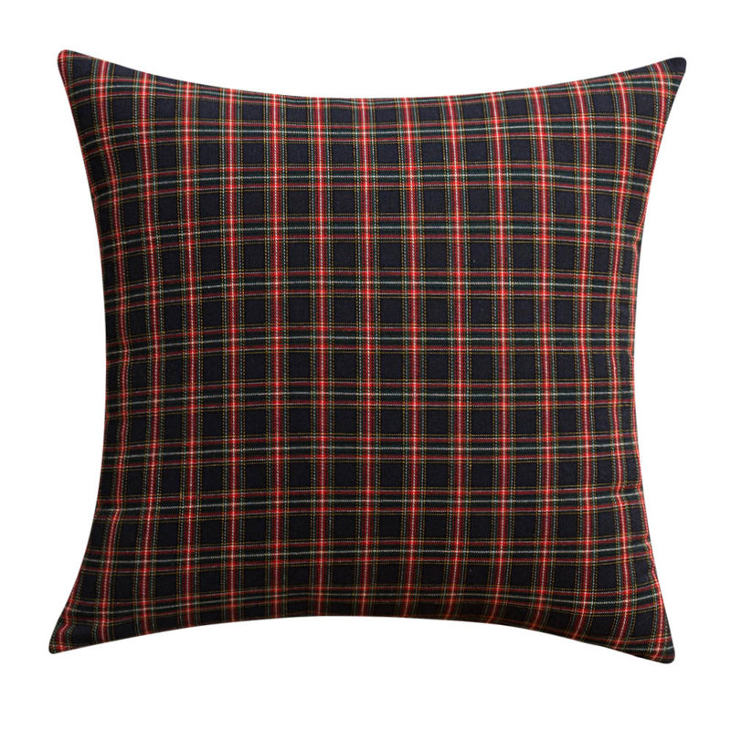 Housse de coussin rectangulaire 100% coton, Rouge/noir, 20 po x 20 po