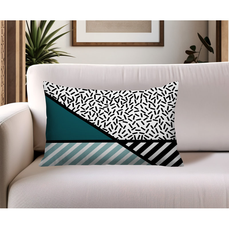 Oreiller rectangulaire intérieur / extérieur Shapira, Rectangulaire H 14 po x l 20 po, Émeraude
