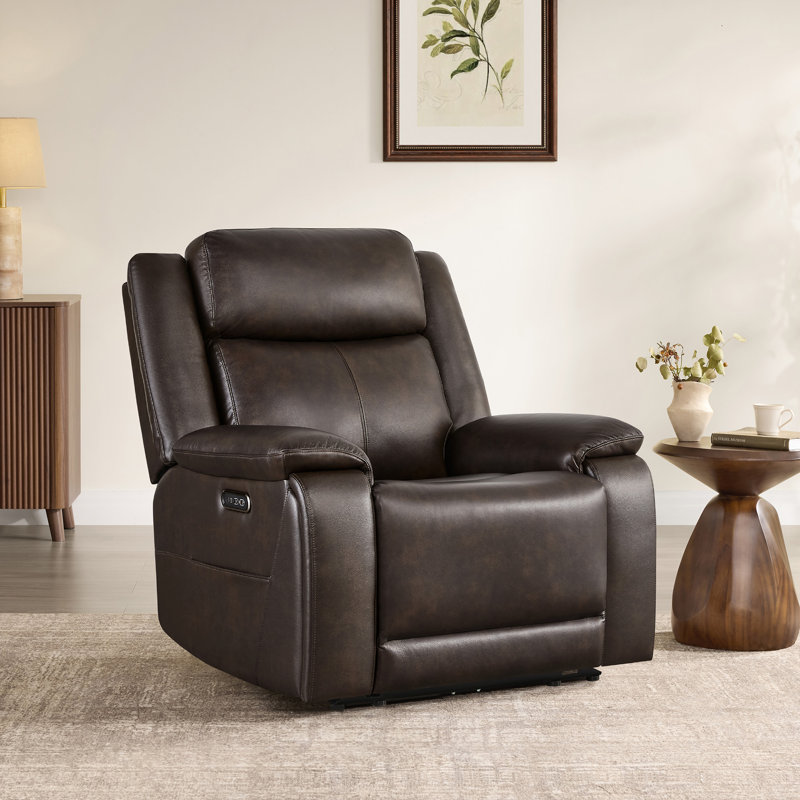 Fauteuil inclinable électrique en cuir véritable Zero Wall, Brun