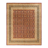 Tapis rouge / brun en laine noué à la main de conception unique 9 pi 2 po x 11 pi Keenan
