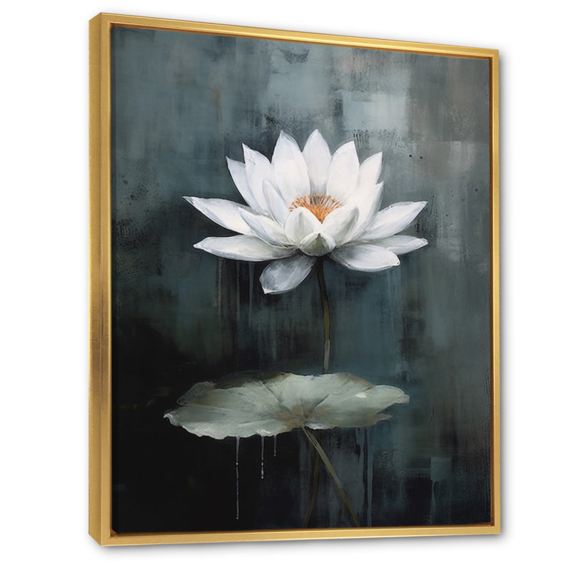 Symphonie de lotus gris gris sur toile, H 32 po x l 16 po x P 1 po, Toile dorée