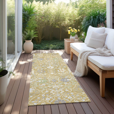 Elara Gold Washable Indoor-Outdoor Rug - 