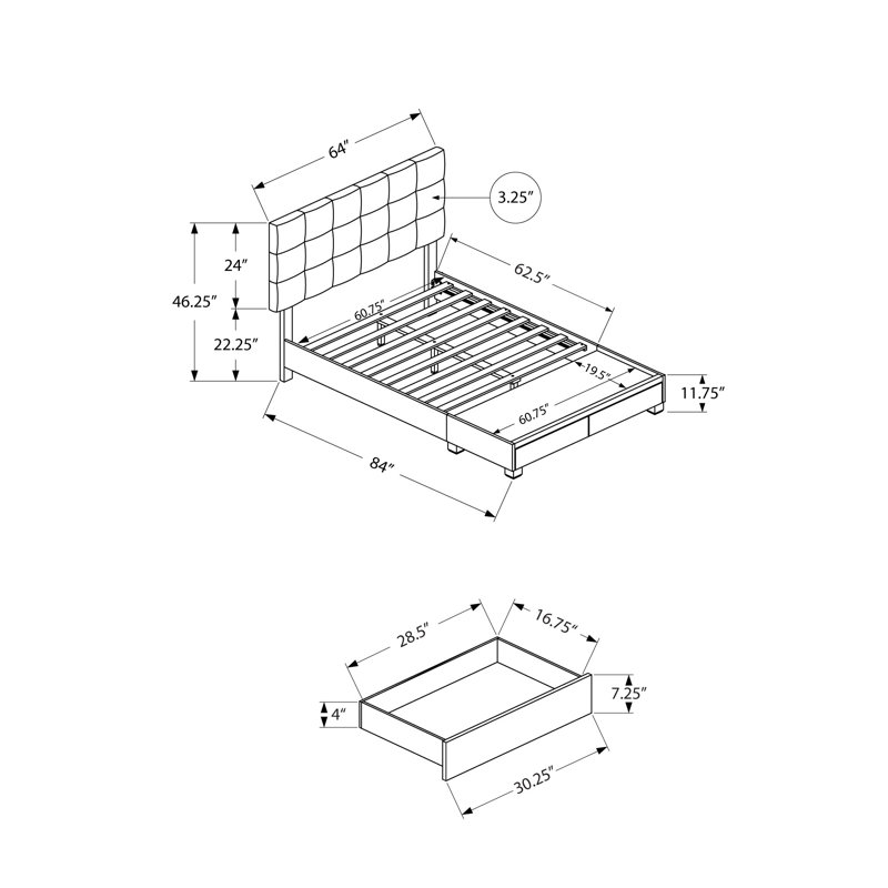 Structure de lit Agamjot, Beige