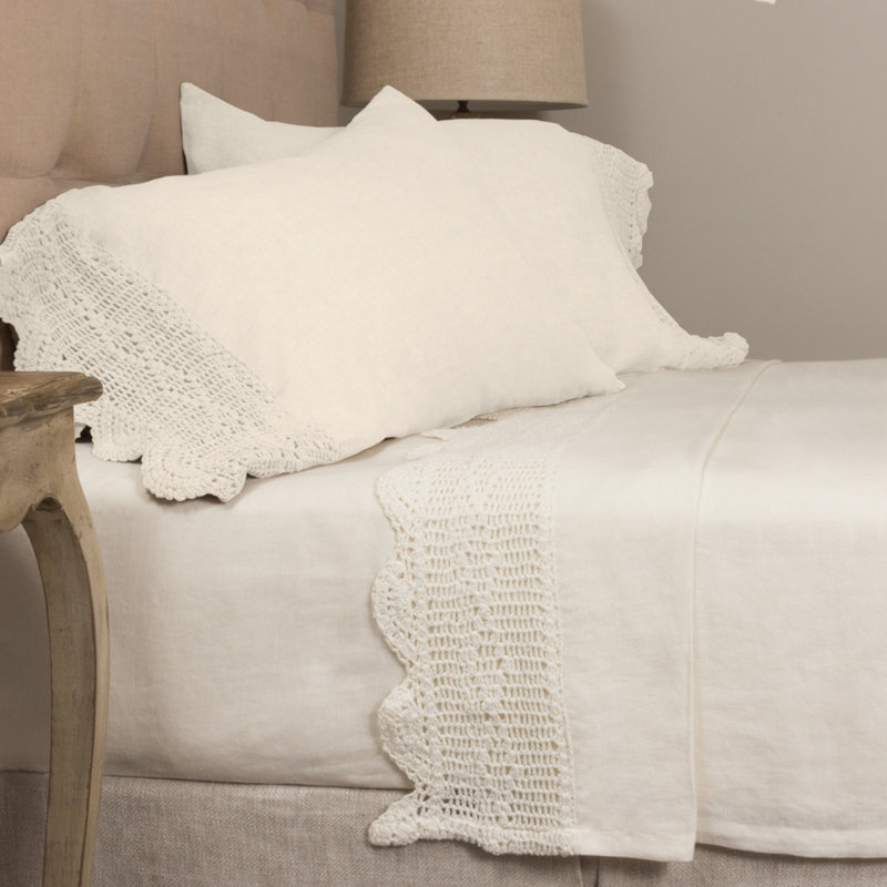 Damaris 100% Linen Pillowcase - Standard, Ivory, Standard Pillowcase