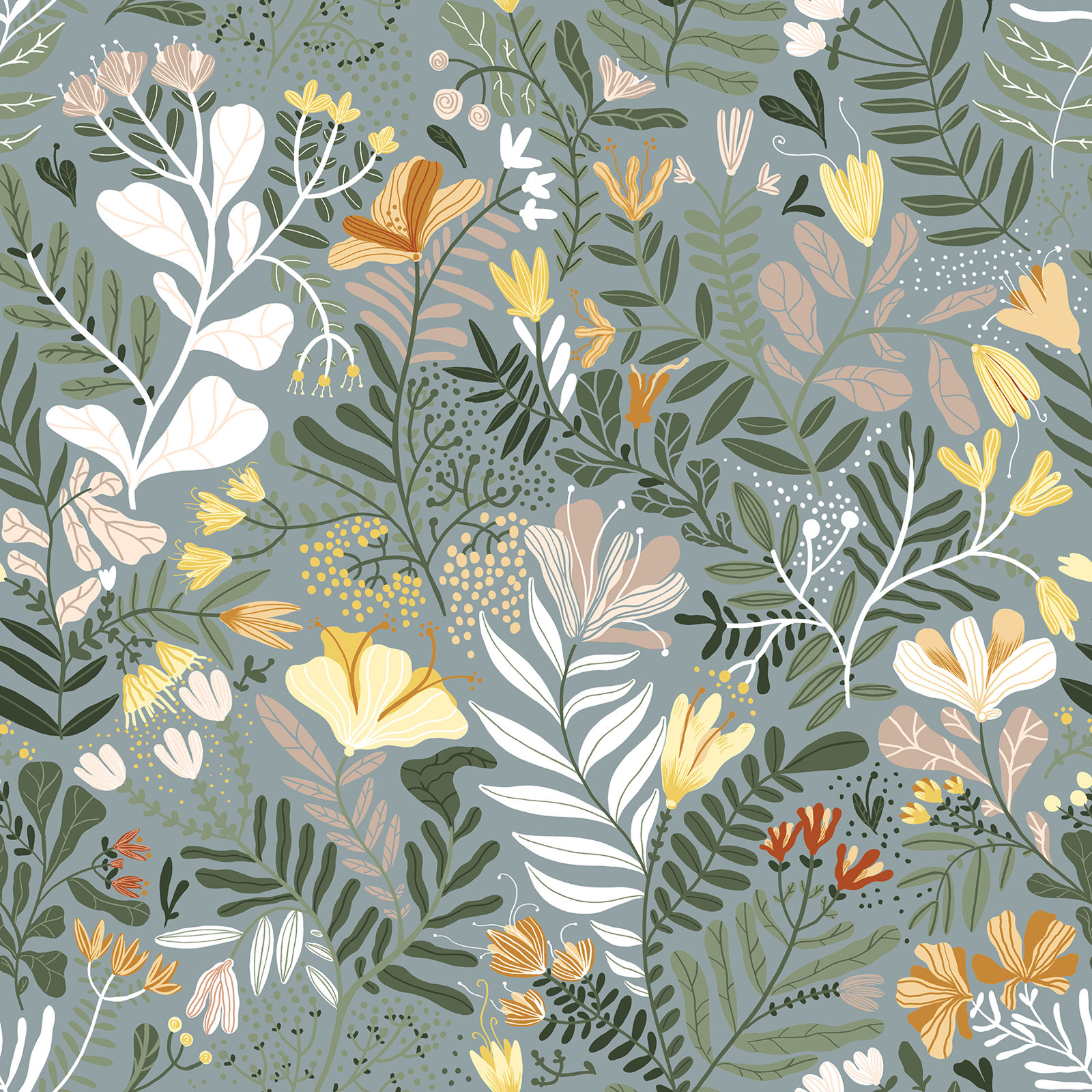 Kathryn Wallpaper, Green/Yellow/Cream