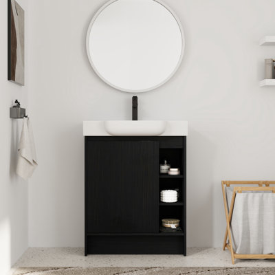 Meuble-lavabo simple 28 po avec comptoir en céramique 28 po