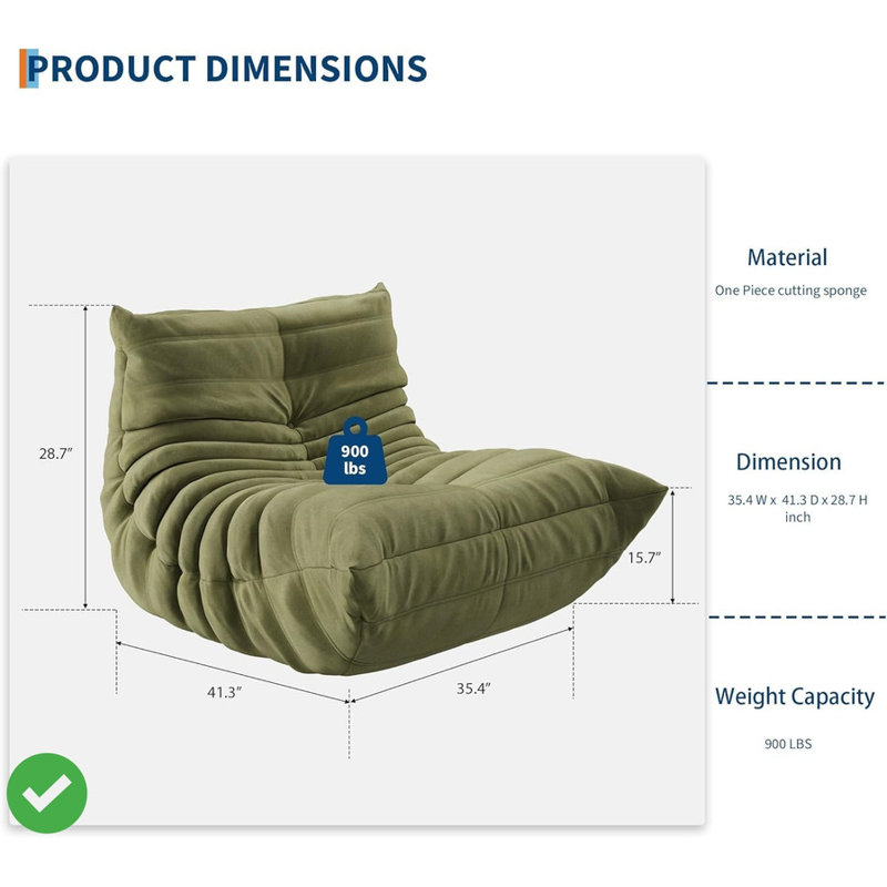 Fauteuil à billes en mousse à mémoire de forme, Suède vert