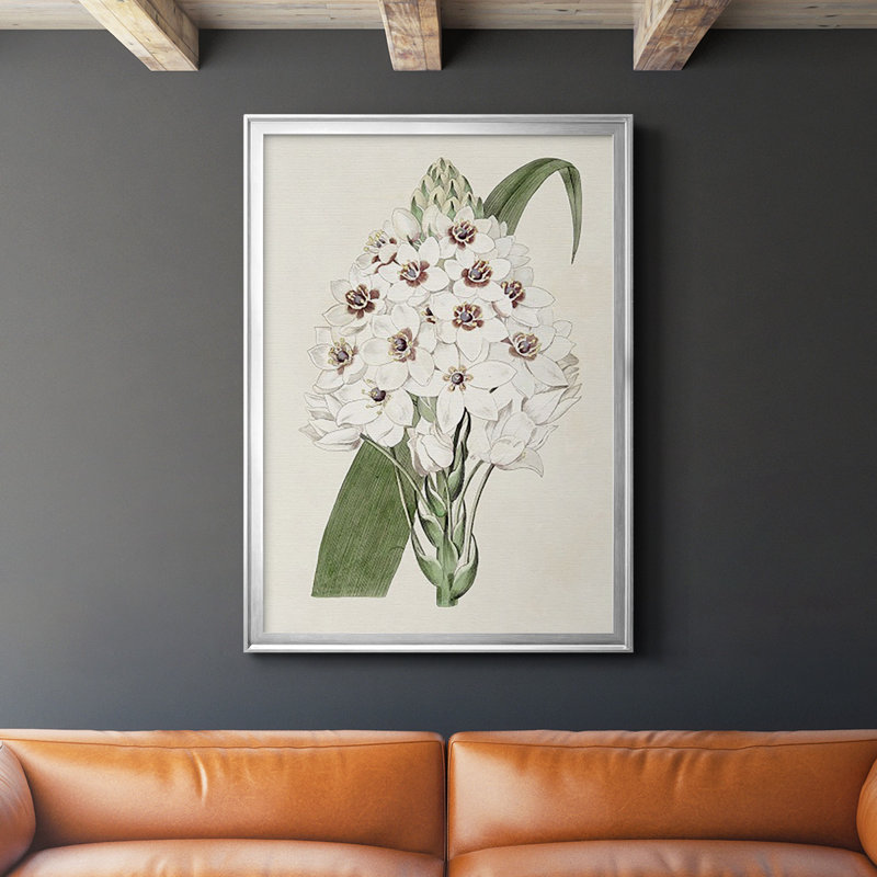 Flore Albo II - peinture à cadre unique, Argent, H 24,5 po x l 18,5 po x P 1,25 po