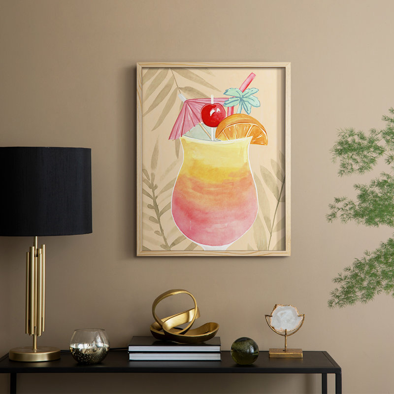 «Tropical Cocktail IV», reproduction encadrée - bois massif, H 30 po x l 24 po