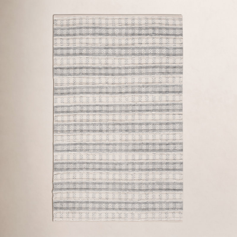 Tapis rayé en soie de bambou Russo, Rectangulaire 3 pi x 5 pi