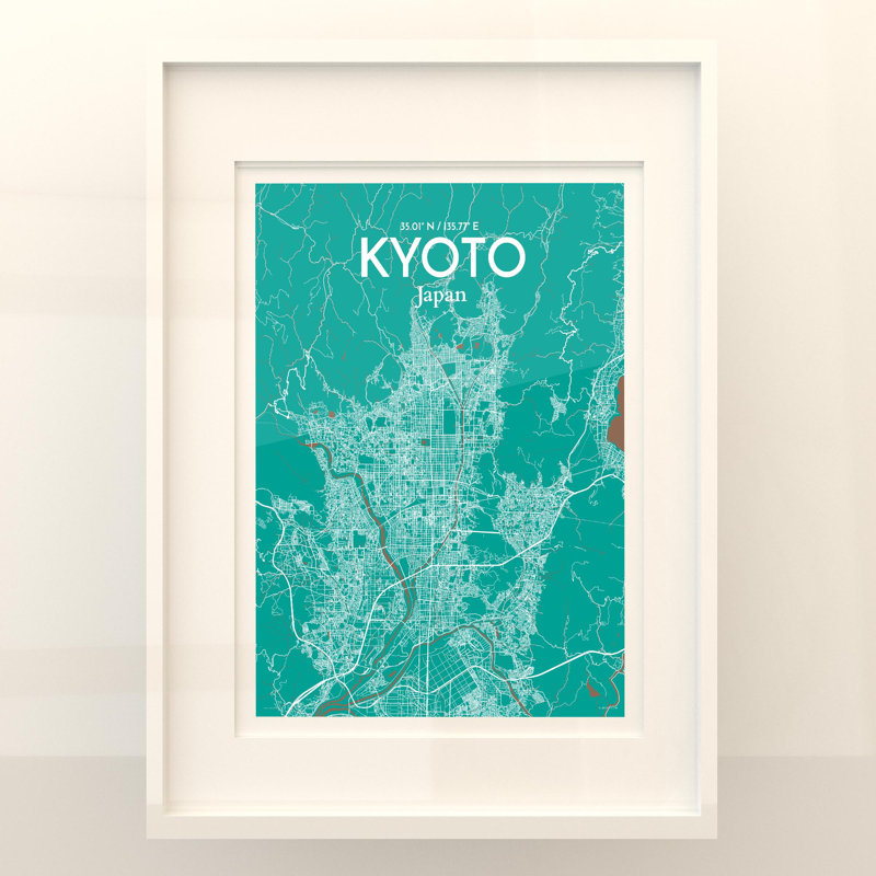 Kyoto City Map In Nature - No Frame Print, 24cm H x 18cm W x 0.05cm D