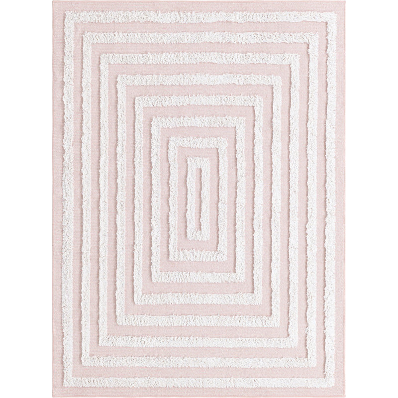 Cotton Abstract Indoor Rug, Rectangle 4'5" x 6'
