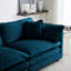 Canapé modulaire confortable en forme de U avec méridienne réversible en chenille bleue et sièges doubles extra spacieux pour le salon