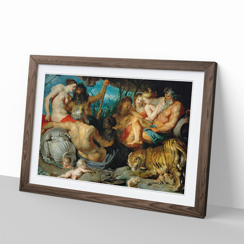 The Four Continents by Peter Paul Rubens - Picture Frame Painting, 27cm H x 36cm W x 2cm D, Walnut