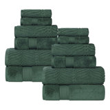 Ensemble de serviettes de bain en coton uni et jacquard pur à chevrons 12 pièces Purdey