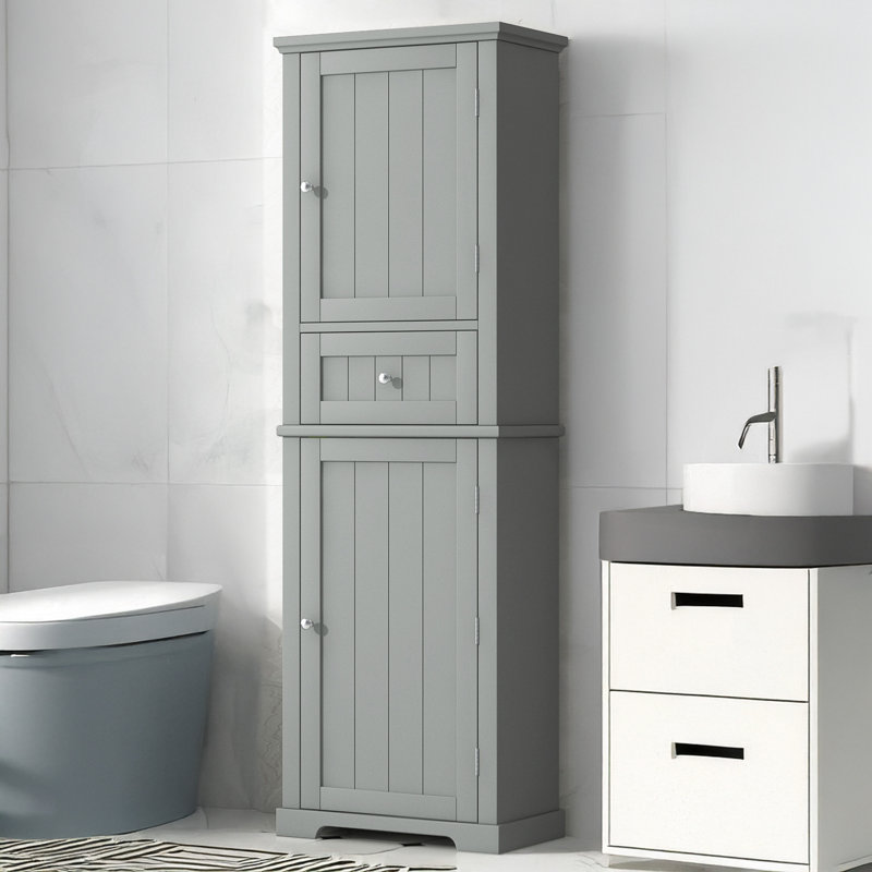 Tall Bathroom Storage Cabinet With Drawe And Adjustable Shelves