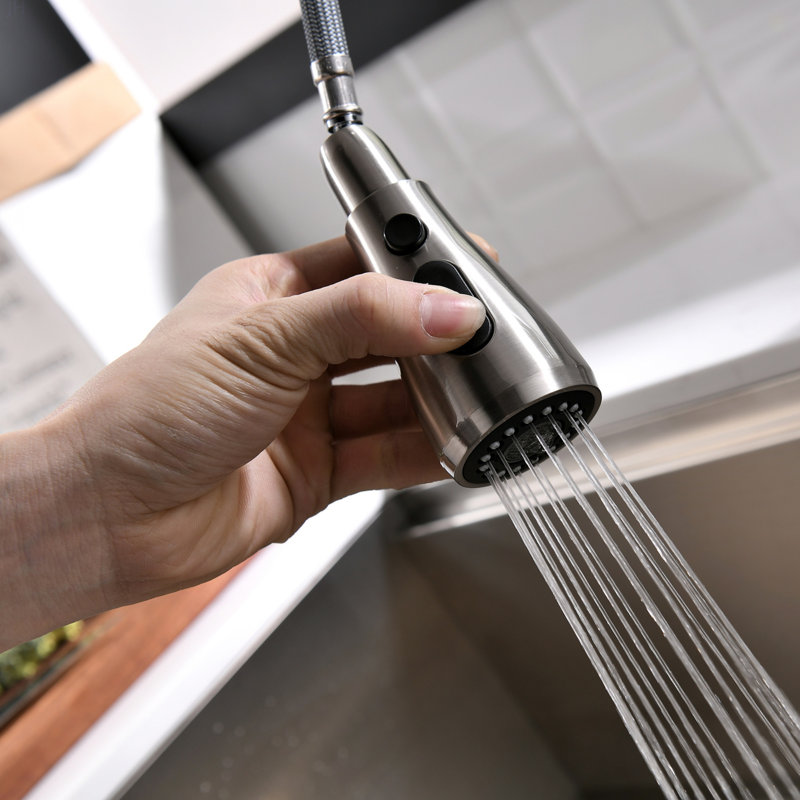 FLG Touch-On Kitchen Faucet With Pull Out Sprayer Single Handle Brass Touch Activated Kitchen Sink Faucet With 2-Way Pull Out Sprayer,Brushed Nickel