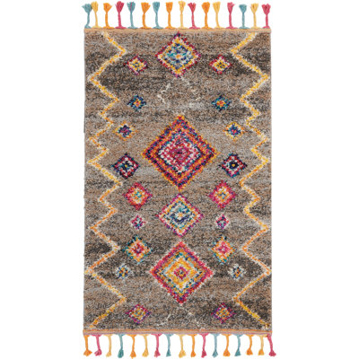 Tapis gris Lucina Tribal Bohemian