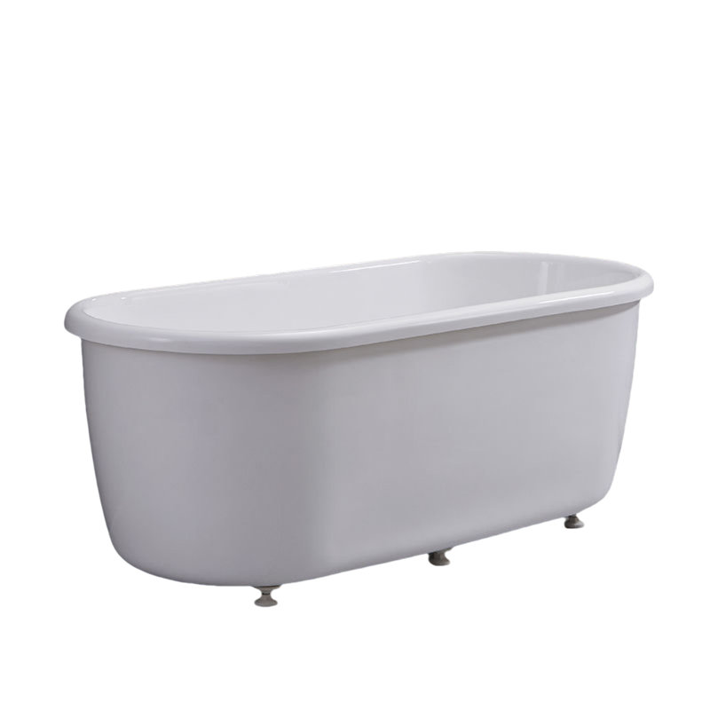 Simple Modern Acrylic White Bathtub 62.99'' W 26.77'' H Frameless Offset Curved Tub & Shower Kit