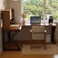 Bureau en fer massif en forme de L brun noyer + noir-295264835-295264837