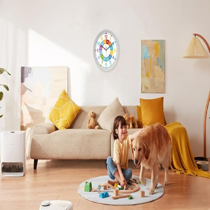 XFM Colorful Silent Wall Clock For Classroom Telling Time Teaching Clock For Kids 10 Inch Small Wall Clock Battery Operated