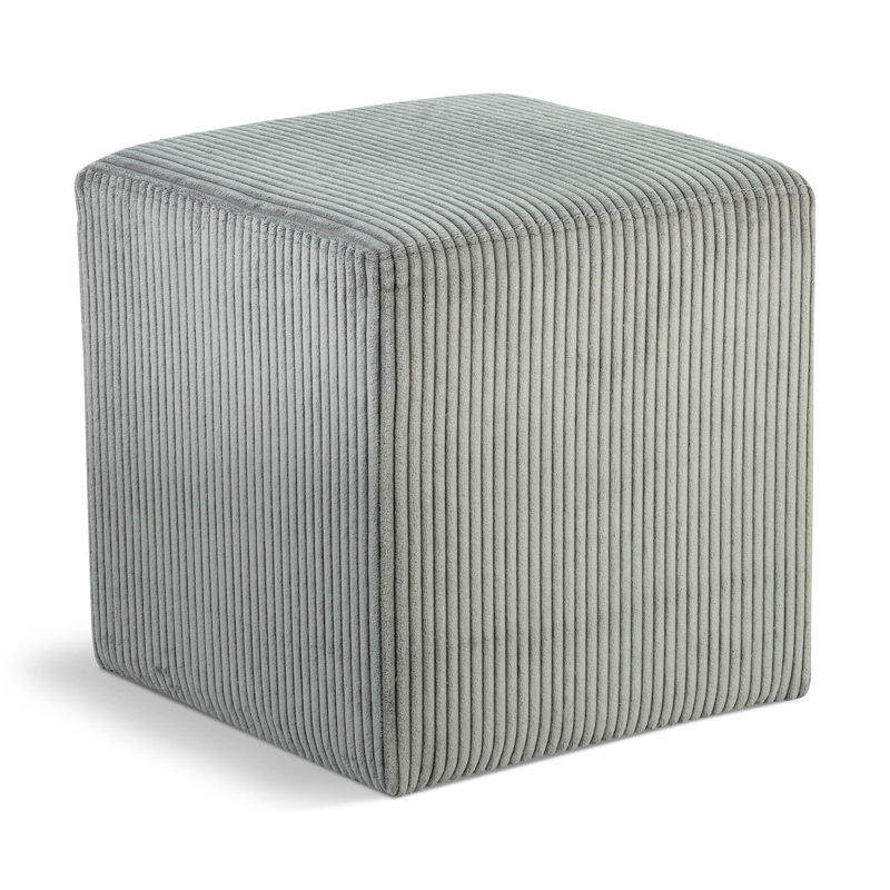 Roy Baber Upholstered Ottoman, Grey Microsuede Fabric