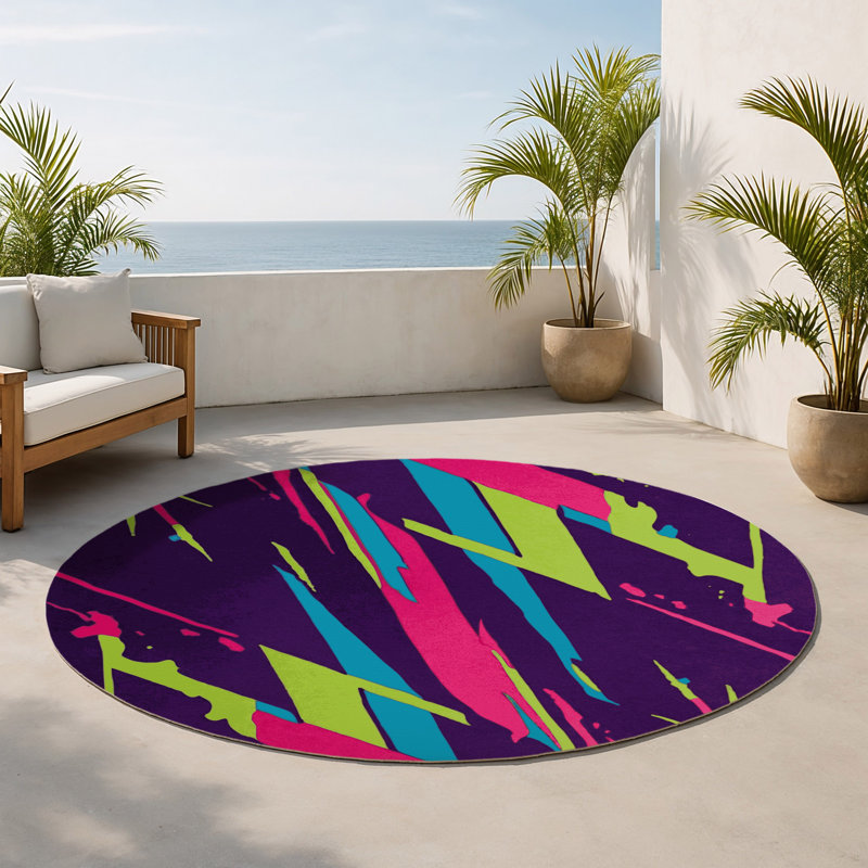 Tapis intérieur et extérieur Prismatic Blaze, Rond 5 pi