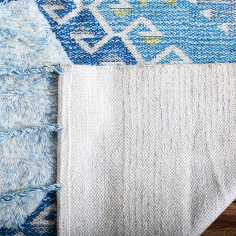 Tapis bleu en laine Joppatowne, Tapis de couloir 2 pi 3 po x 8 pi
