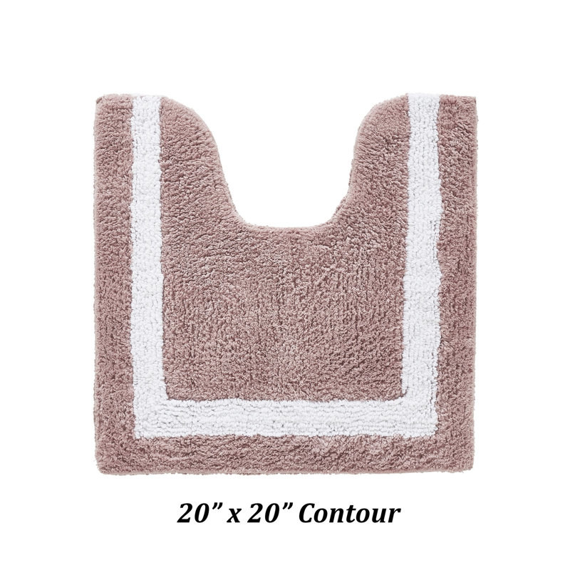 Tapis pour salle de bain Widman, Contour 20 po x 20 po, Rose/Blanc