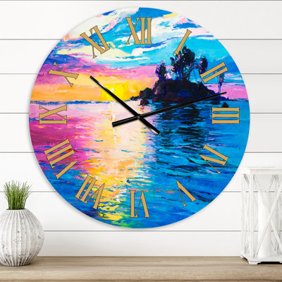 Mystery IsLand in The Ocean Pendant Sunset - Horloge murale traditionnelle