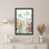 Tableau aquarelle représentant un paysage de village de cerisiers en fleurs, imprimé sur toile tendue (lot de 1).