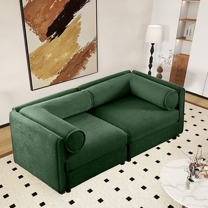 Causeuse en chenille 75,5 po Cloud-Soft avec siège de rangement, Vert