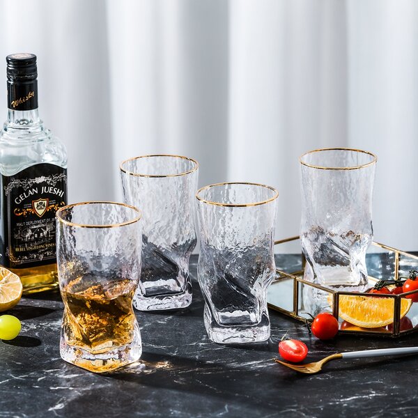 Hammered 8 oz. Glassware Set (Set of 4) Everly Quinn