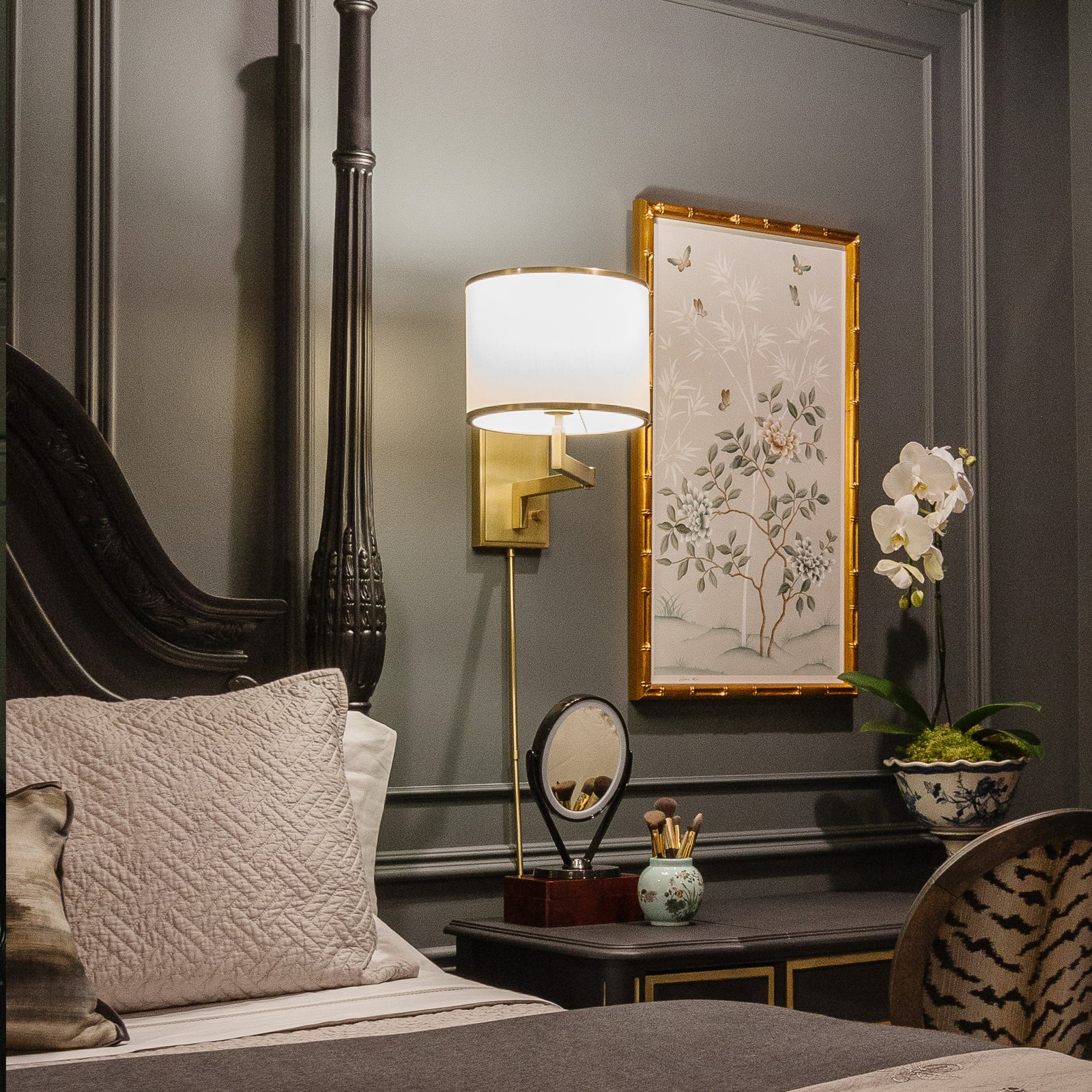 Cobblefield Single Light Dimmable Swing Arm Sconce, Aged Brass