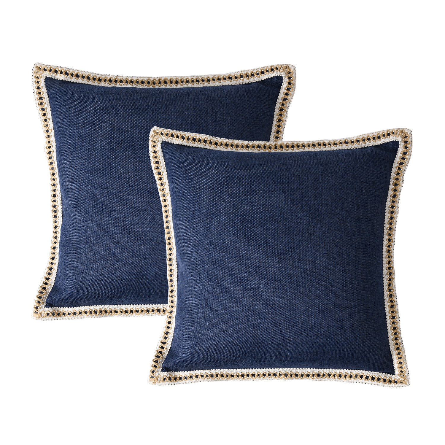 Tappahannock Square Pillow Cover (Set of 2) Dovecove Color: Navy, Size: 18 H x 18 W
