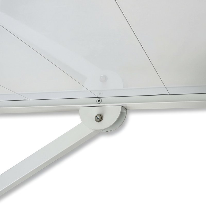 Auvent métallique blanc 4.6 Terrace - Structure extérieure en aluminium avec revêtement en poudre contemporain, charnière continue avec joint d'étanchéité intégré, quincaillerie en acier inoxydable à installation rapide, adaptée
