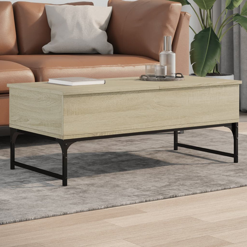 Annabella Lift Top Sled Coffee Table with Storage, 40cm H x 100cm L x 50cm W, Sonoma Oak