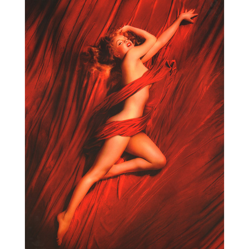 Marilyn Monroe - Soie rouge, H 24 po x l 19 po