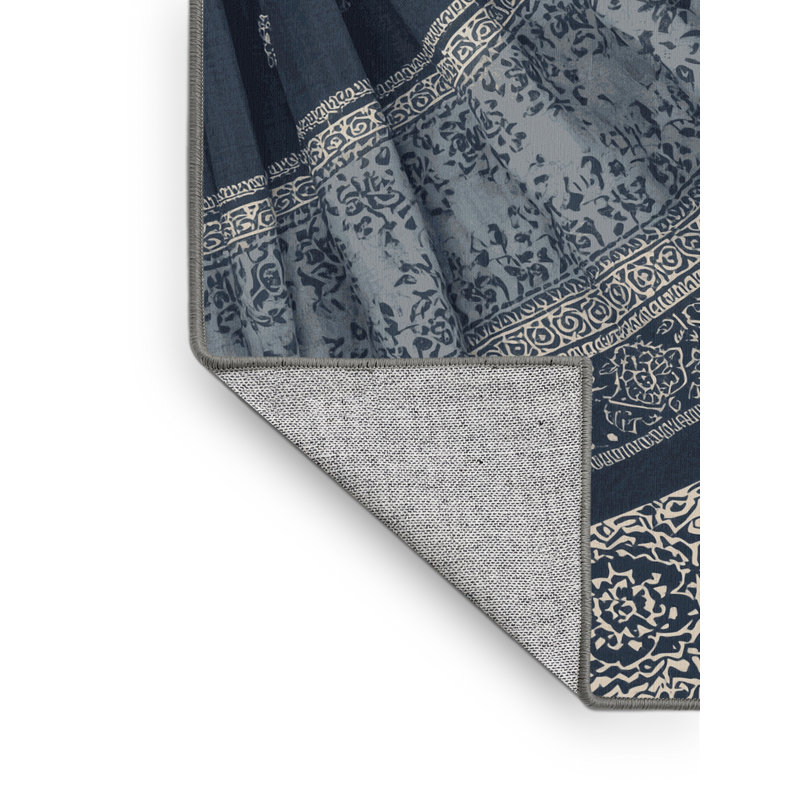 Tapis gris imprimé lavable à la machine Brentwood, 2x5