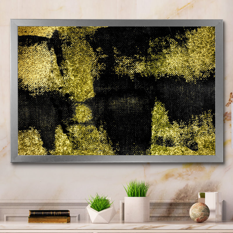 Or et noir grunge - reproduction de cadre photo sur toile, Cadre photo argenté, H 16 po x l 32 po x P 1 po