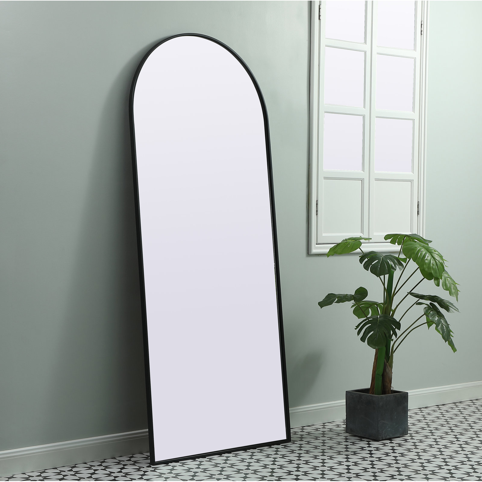 Sabine 36" Accent Mirror, Black, 76" x 32"