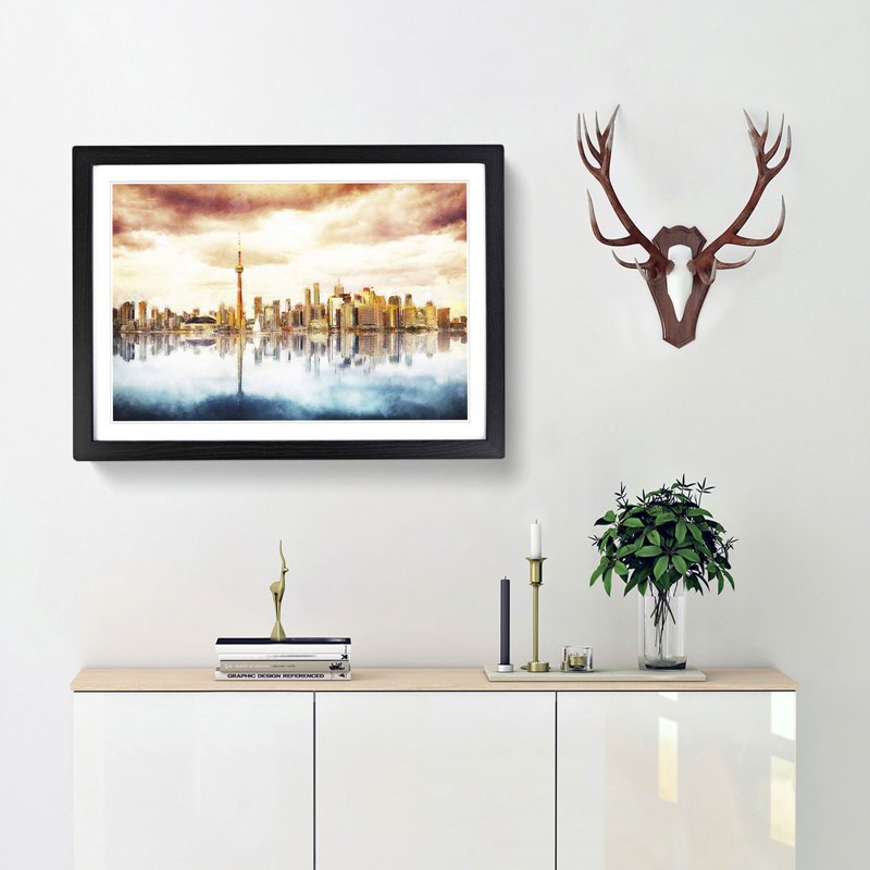 Reflection of the Toronto Skyline - Framed Print, Black Framed, 33cm H x 45cm W x 2cm D